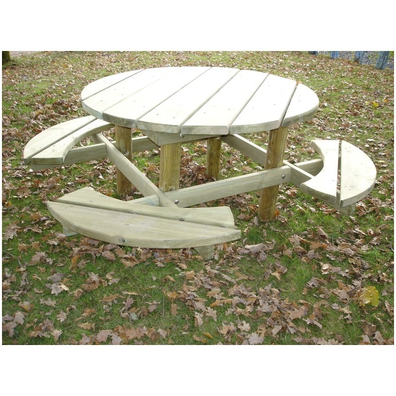 Table jardin en bois ronde