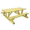 Table en bois et bancs avec ou sans dossiers