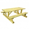 Table en bois et bancs avec ou sans dossiers