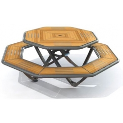table extérieure octogonale avec plateau en compact table extérieure octogonale avec plateau en compact
