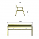 Dimensions du banc en pin confort