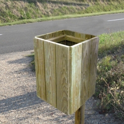 Corbeille carrée en bois, 50 litres