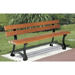 Banc publique en bois exotique et pieds en fonte