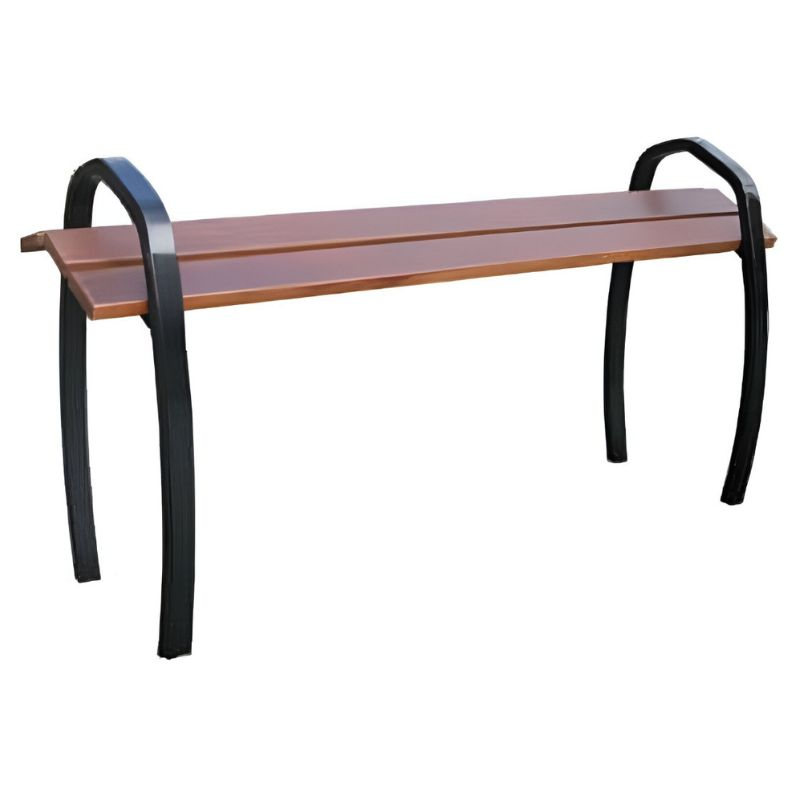 Banc public assis debout en bois et acier Banc public assis debout en bois et acier