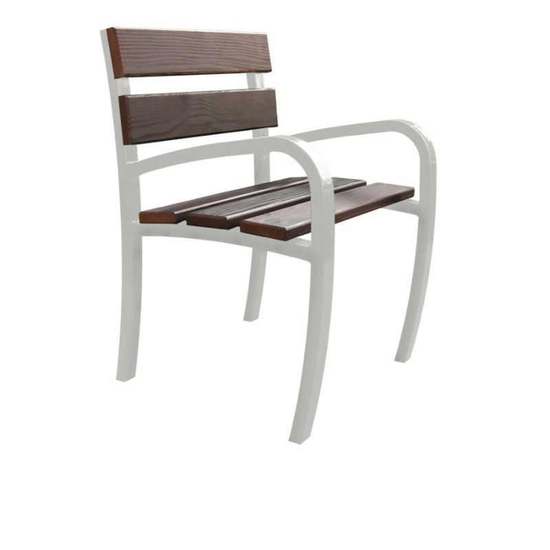 Fauteuil jardin public bois et acier blanc Fauteuil jardin public bois et acier blanc