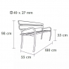 Banc urbain rehaussé, 2 accoudoirs, dimensions