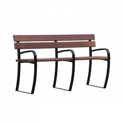 Banc urbain, assise rehaussée et 3 accoudoirs