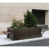 Jardinière collectivité en métal, rectangulaire avec bancs intégrés
