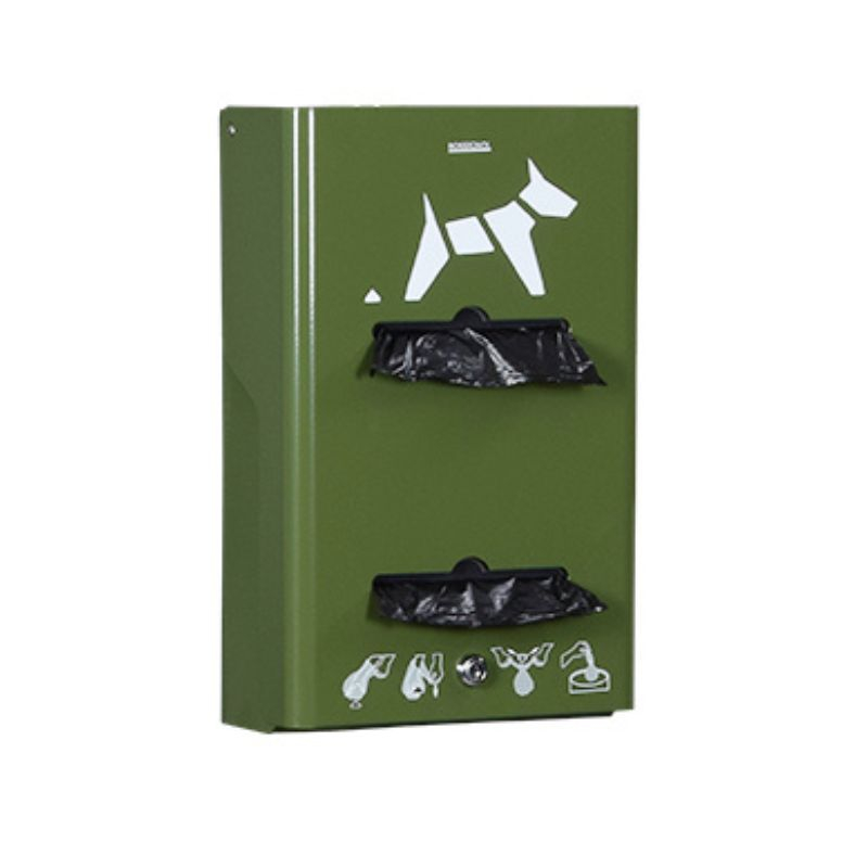 Distributeur de sacs canins, coloris vert olive Distributeur de sacs canins, coloris vert olive