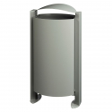 Corbeille de ville sur pied de 100 L en acier gris ciment