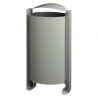 Corbeille de ville sur pied de 100 L en acier gris ciment