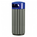 Corbeille de tri extérieur, 60 L, plastique recyclé Gris/ Bleu