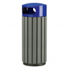 Corbeille de tri extérieur, 60 L, plastique recyclé Gris/ Bleu