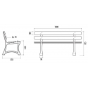 Dimensions du banc en bois exotique