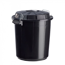 Poubelle de ville en plastique recyclé noir de 50 L