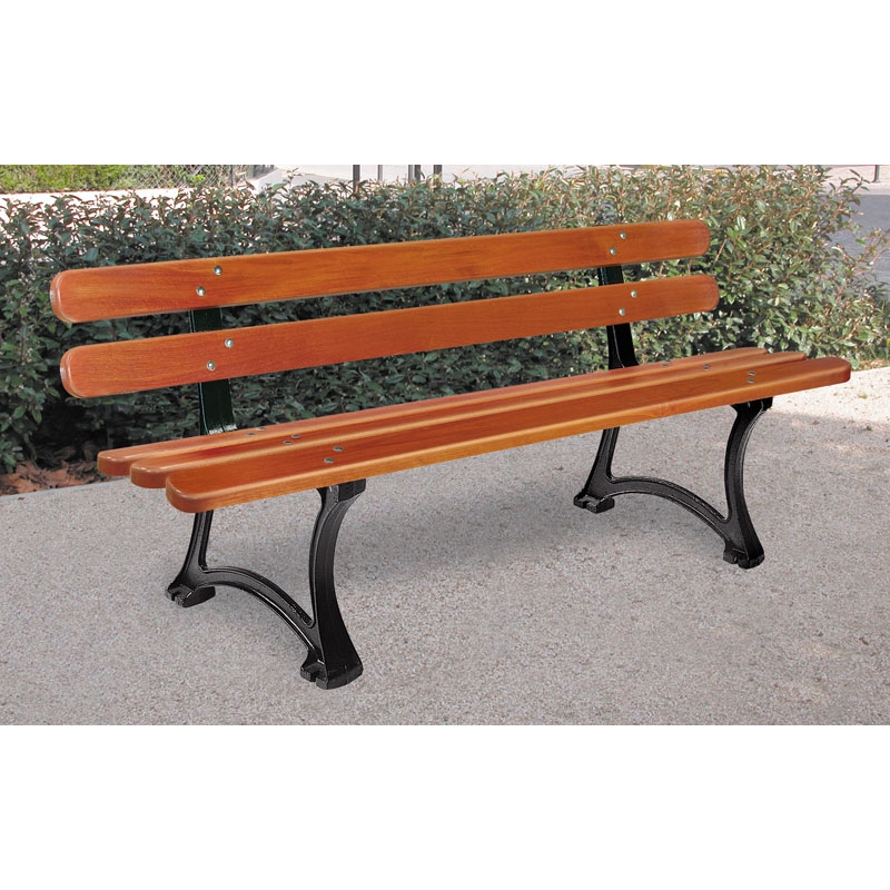 Banc bois exotique et fonte, 5 lames