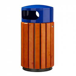 Poubelle de ville de 40 L en bois et acier bleu Poubelle de ville de 40 L en bois et acier bleu