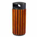 Corbeille urbaine de 60L en bois et acier gris