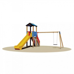 Structure de jeux composée d'un toboggan et d'une balançoire Structure de jeux composée d'un toboggan et d'une balançoire