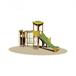 Structure multi-jeux avec toboggan et jeux à grimper pour aire de jeux extérieure Structure multi-jeux avec toboggan et jeux à grimper pour aire de jeux extérieure
