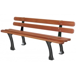 Banc en bois exotique, 5 lames vernies Banc en bois exotique, 5 lames vernies