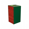 Corbeille extérieure tri acier vert et bois acajou