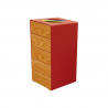 Poubelle tri sélectif de 2 X 60  L chêne clair et acier bordeaux