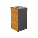 Poubelle de tri sélectif acier gris Procity et bois chêne clair