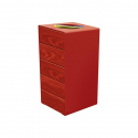 Corbeille de ville de 2 X 60 L en bois acajou et acier bordeaux