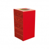 Corbeille de tri sélectif acier rouge et bois acajou