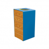 Poubelle pour tri extérieur bois chêne clair et acier bleu