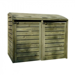 Cache conteneur poubelle en bois, double Cache conteneur poubelle en bois, double