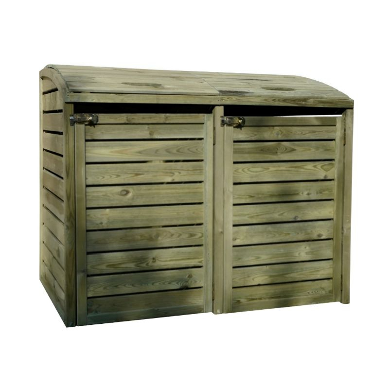 Cache conteneur poubelle en bois, double Cache conteneur poubelle en bois, double