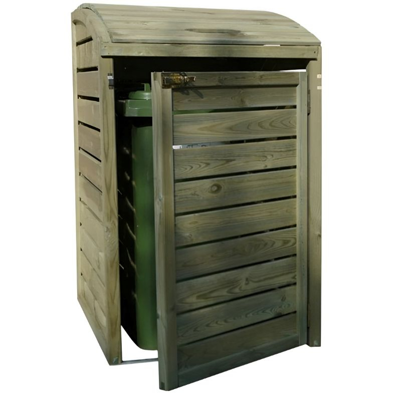 Cache en bois pour une poubelle publique Cache en bois pour une poubelle publique