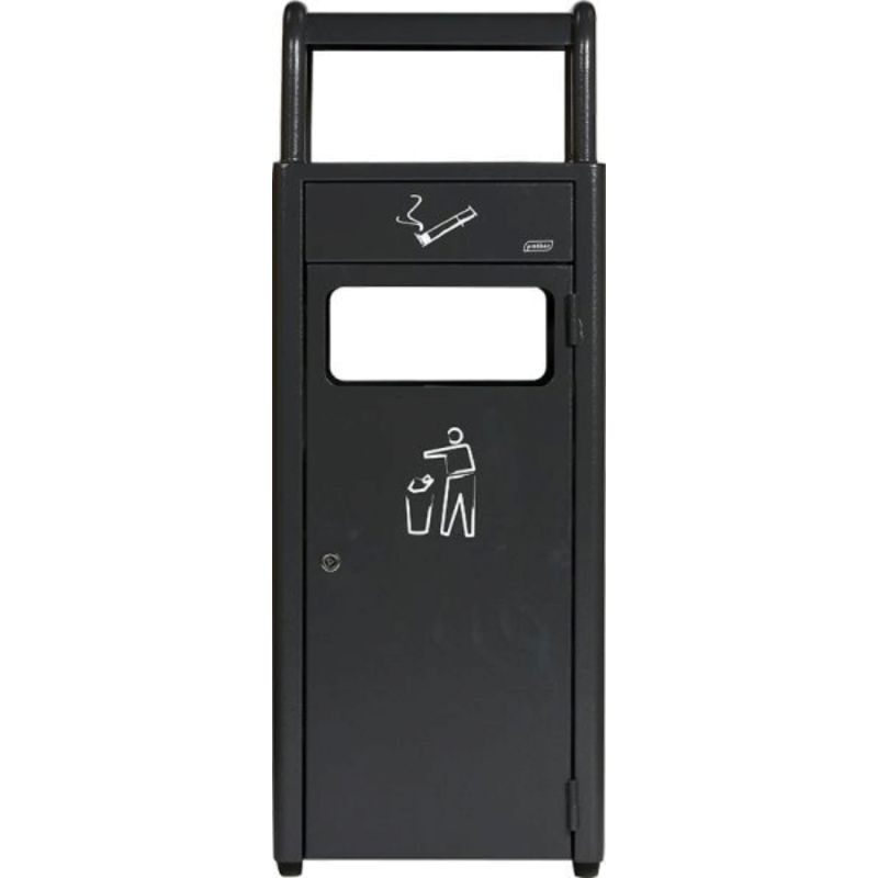 Poubelle publique avec cendrier en acier galvanisé anthracite Poubelle publique avec cendrier en acier galvanisé anthracite