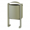 Corbeille acier avec cendrier 40 L gris ciment