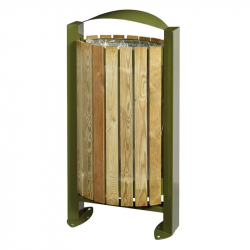 Poubelle en bois et acier vert olive Poubelle en bois et acier vert olive