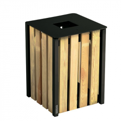 Poubelle urbaine en bois et acier gris manganèse, 50L Poubelle urbaine en bois et acier gris manganèse, 50L