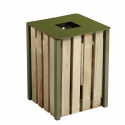 Poubelle bois extérieur bois et acier vert olive Poubelle bois extérieur bois et acier vert olive