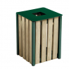 Poubelle extérieure en bois et acier vert mousse de 50 L Poubelle extérieure en bois et acier vert mousse de 50 L