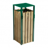 Poubelle parc public en bois et acier vert mousse, contenance 110 L Poubelle parc public en bois et acier vert mousse, contenance 110 L