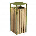 Poubelle publique en bois de 110 L avec structure acier vert olive Poubelle publique en bois de 110 L avec structure acier vert olive