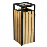 Corbeille en bois avec cendrier de 110 L bois et acier manganèse Corbeille en bois avec cendrier de 110 L bois et acier manganèse