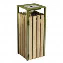 Corbeille publique avec cendrier. 110 L bois et acier vert olive Corbeille publique avec cendrier. 110 L bois et acier vert olive