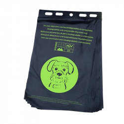 Sacs canins noirs, imprimés vert, biodégradables et compostables Sacs canins noirs, imprimés vert, biodégradables et compostables
