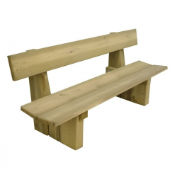 Banc public en bois de pin rouge avec dossier Banc public en bois de pin rouge avec dossier