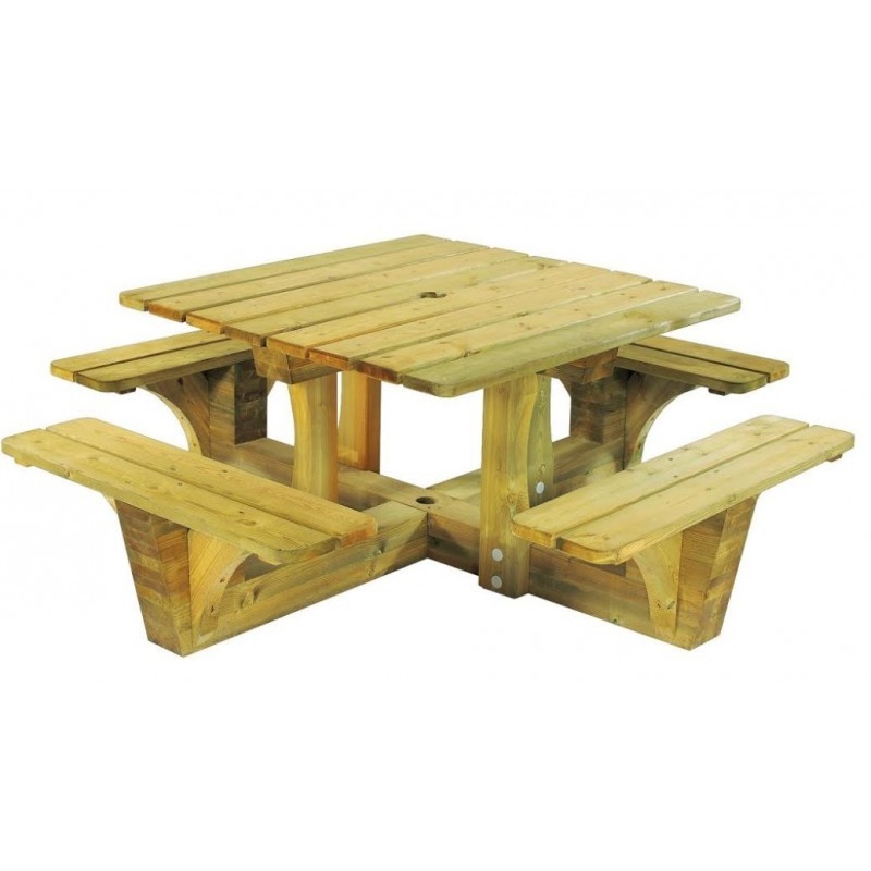 TABLE PIQUE-NIQUE CARRÉE EN BOIS