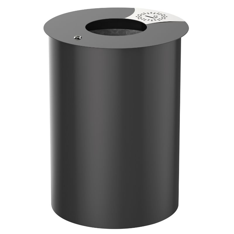 Poubelle publique manganèse gris avec plaque écrase mégot inox Poubelle publique manganèse gris avec plaque écrase mégot inox