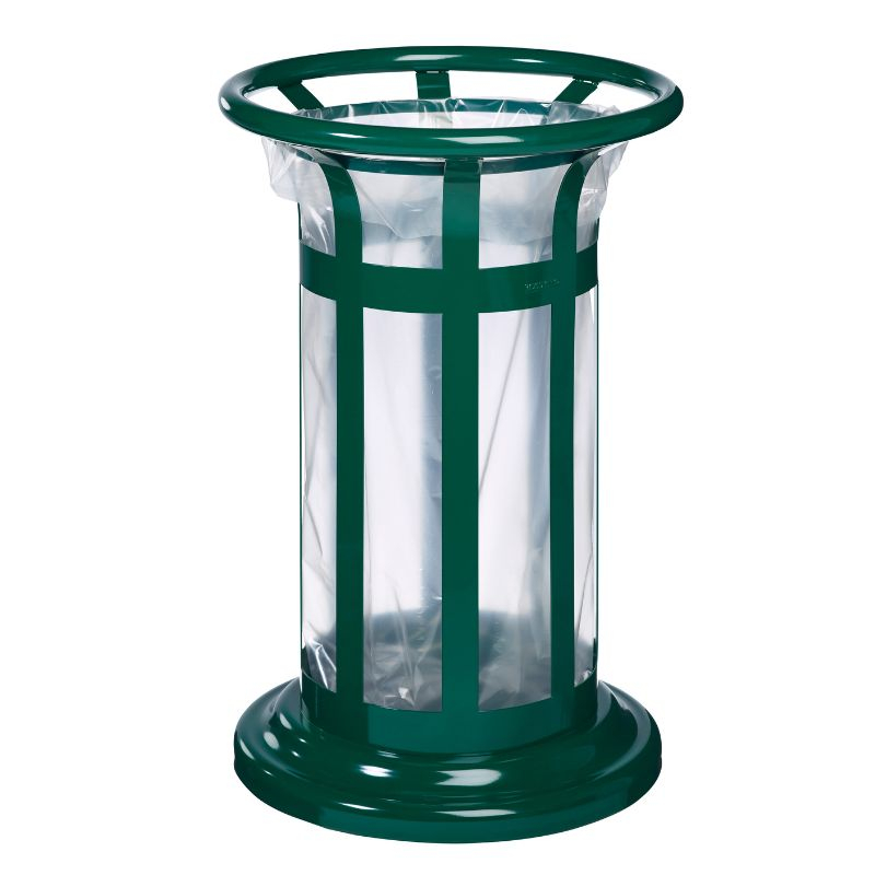 Poubelle publique vigipirate de 60 L en acier vert mousse Poubelle publique vigipirate de 60 L en acier vert mousse