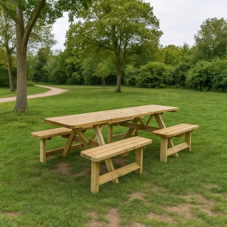 Table pique-nique en bois 8 personnes